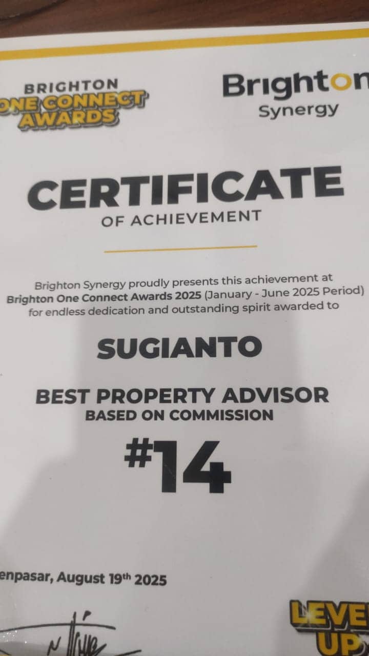 Sugianto Brighton Synergy Brighton One Connect Awards #14 Best Property Advisor Based On Commission Sugianto Brighton Synergy Brighton One Connect Awards #14 Best Property Advisor Based On Commission
