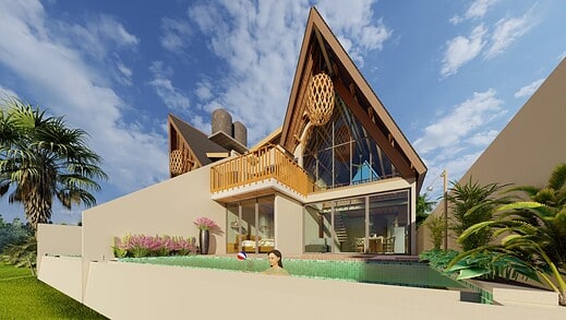 Leasehold 25 Tahun Villa Baru Full Furnished Dekat Pantai Kelecung View Sawah Laut Tabanan